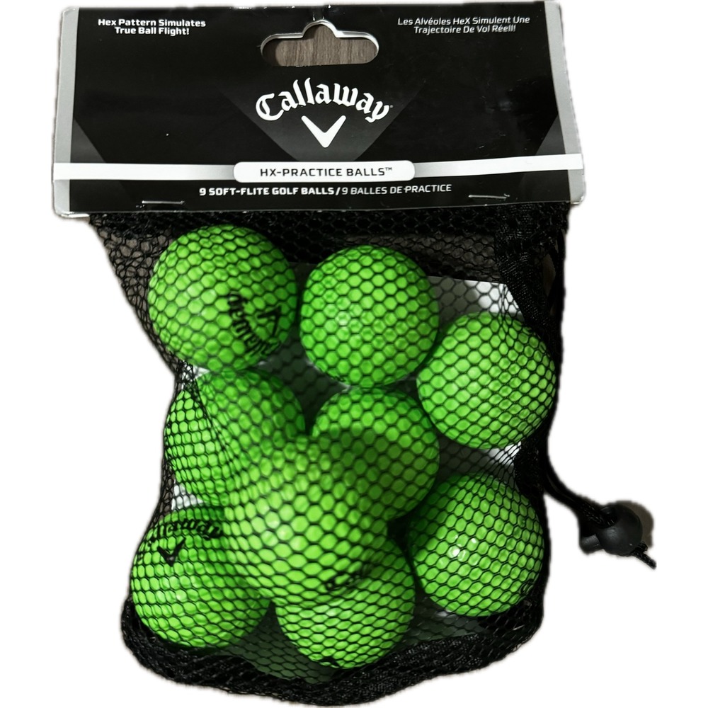 Callaway HX Practice Golf Balls 9 Count Soft-Flite‎ Neon Green Hex Pattern NEW